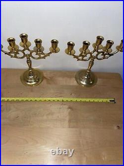 Vintage Solid Brass 5 Arm Candlestick/ Holder/ Candelabra Set