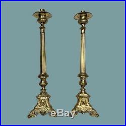 Vintage Solid Brass Catholic Church Altar Candlesticks Candleholder Set