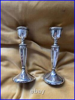 Vintage Solid Silver 1932 Aaron Lufkin Dennison Candlesticks 297gs Weighted