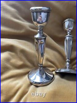 Vintage Solid Silver 1932 Aaron Lufkin Dennison Candlesticks 297gs Weighted