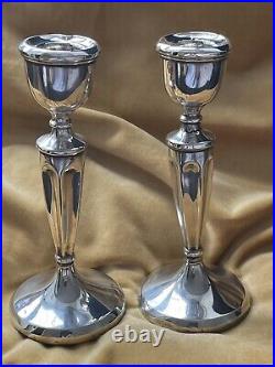 Vintage Solid Silver 1932 Aaron Lufkin Dennison Candlesticks 297gs Weighted