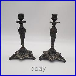 Vintage Spelter Brass Candlestick Holder. Made in Italy. 9.25 Victorian