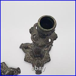 Vintage Spelter Brass Candlestick Holder. Made in Italy. 9.25 Victorian