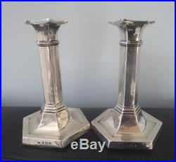 Vintage Sterling Silver Classical Column Candlesticks h/m 1915 by William Neale