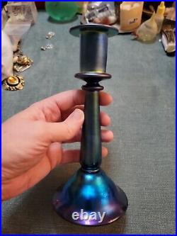 Vintage Steuben Blue Aurene Glass Candlestick Shape 2933