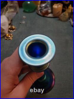 Vintage Steuben Blue Aurene Glass Candlestick Shape 2933