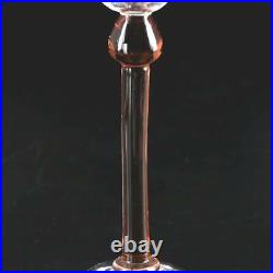 Vintage Steuben Glass 8 Clear & Rose Cranberry CANDLESTICKS Signed VG Cond