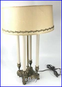 Vintage Stiffel Brass Bouillotte 4 CandleSticks Desk Table Lamp 22- Read
