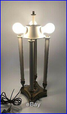Vintage Stiffel Brass Bouillotte 4 CandleSticks Desk Table Lamp 22- Read