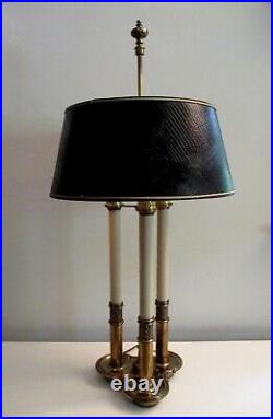 Vintage Stiffel Brass French Bouillotte Candlestick 3-Way Table Desk Lamp Shade
