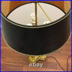 Vintage Stiffel Brass French Bouillotte Candlestick 3-Way Table Lamp Black Shade