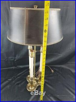 Vintage Stiffel Brass French Bouillotte Candlestick Table 3-Way Lamp W Shade