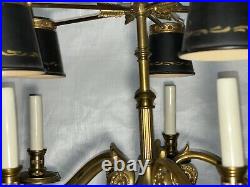 Vintage Stiffel French Brass Bouillotte Chandelier with 5 Candlesticks Lights