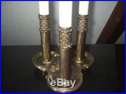 Vintage Stiffel Solid Brass Bouillotte Decor 3 way Candlestick Desk Table Lamp