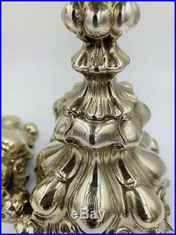 Vintage Swedish Rococo Sterling Silver Candle Stick Set Of 2
