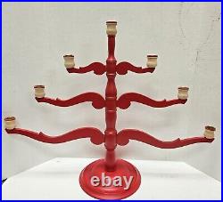 Vintage Swedish Scandinavian Red Wood Candelabra 20 Tall Signed by Artist