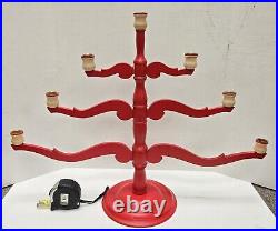 Vintage Swedish Scandinavian Red Wood Candelabra 20 Tall Signed by Artist