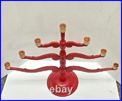 Vintage Swedish Scandinavian Red Wood Candelabra 20 Tall Signed by Artist