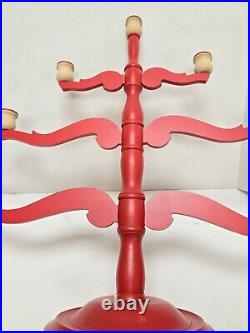 Vintage Swedish Scandinavian Red Wood Candelabra 20 Tall Signed by Artist