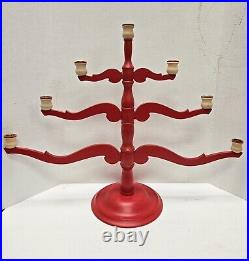 Vintage Swedish Scandinavian Red Wood Candelabra 20 Tall Signed by Artist