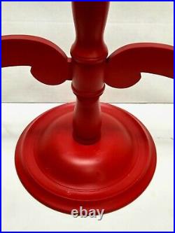 Vintage Swedish Scandinavian Red Wood Candelabra 20 Tall Signed by Artist