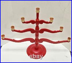 Vintage Swedish Scandinavian Red Wood Candelabra 20 Tall Signed by Artist