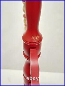 Vintage Swedish Scandinavian Red Wood Candelabra 20 Tall Signed by Artist