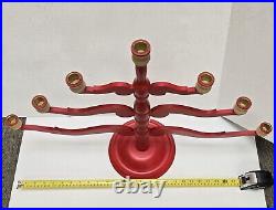 Vintage Swedish Scandinavian Red Wood Candelabra 20 Tall Signed by Artist