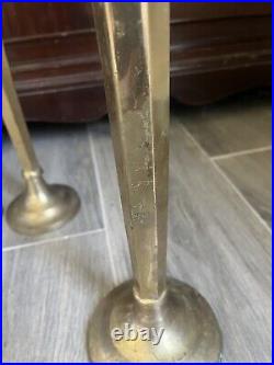 Vintage TALL Brass Candlesticks Set of 3 Heavy Brass Lrg 22 Med 18 Sm 15.5