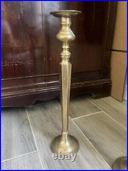 Vintage TALL Brass Candlesticks Set of 3 Heavy Brass Lrg 22 Med 18 Sm 15.5