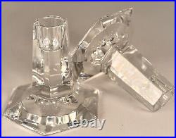 Vintage TIFFANY & CO 3.75 Two Crystal Candle Holders FRANK LLOYD WRIGHT 1986