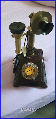 Vintage Table Brass Candlestick Telephone Old Rotary Dial Antique functional
