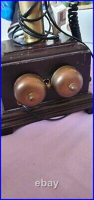Vintage Table Brass Candlestick Telephone Old Rotary Dial Antique functional
