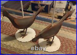 Vintage Tall Rooster Chicken Dove Bird Metal Candle Sticks Farmhouse Shabby Chic