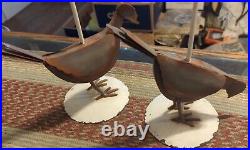 Vintage Tall Rooster Chicken Dove Bird Metal Candle Sticks Farmhouse Shabby Chic