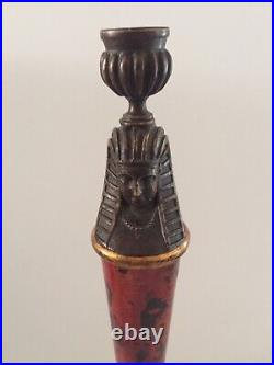 Vintage Theodore Alexander Egyptian Revival Candlestick 15 3/4 Tall