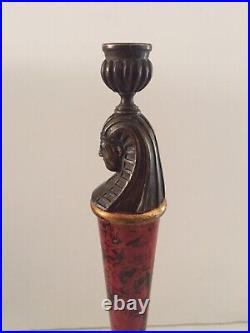 Vintage Theodore Alexander Egyptian Revival Candlestick 15 3/4 Tall