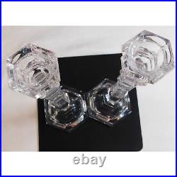 Vintage Tiffany & Co. Candlestick Pair Lead Crystal Classic Style Signed 9 Tall
