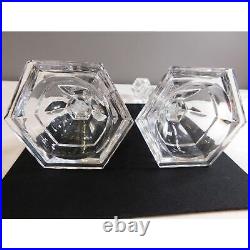 Vintage Tiffany & Co. Candlestick Pair Lead Crystal Classic Style Signed 9 Tall