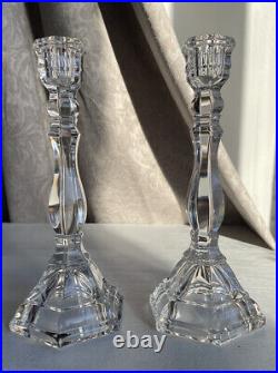 Vintage Tiffany & Co Hamptons Crystal Candle Stick Holders Set Of 2 9.5 H