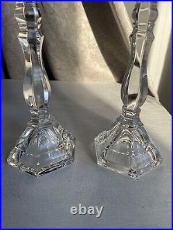 Vintage Tiffany & Co Hamptons Crystal Candle Stick Holders Set Of 2 9.5 H