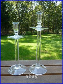 Vintage Tiffany & Co Pair Of Glass Candle Sticks Rare