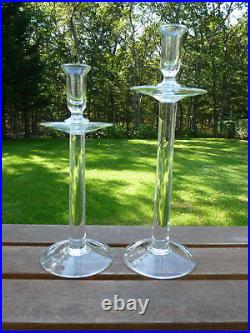 Vintage Tiffany & Co Pair Of Glass Candle Sticks Rare