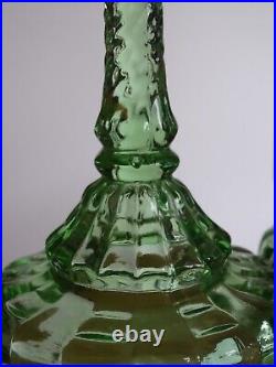 Vintage Two Candlestick Glass Green 9,25