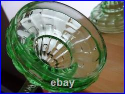 Vintage Two Candlestick Glass Green 9,25