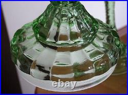 Vintage Two Candlestick Glass Green 9,25