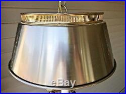 Vintage Two Tone Silver and Gold Bouillotte Tole Triple Candlestick Swag Lamp LB