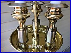 Vintage Two Tone Silver and Gold Bouillotte Tole Triple Candlestick Swag Lamp LB
