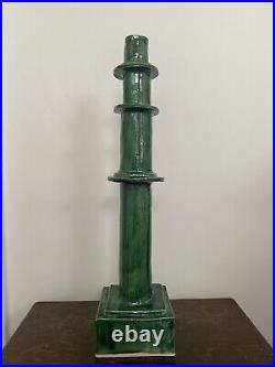 Vintage Unusual Kelly Jessiman Tall Green Ceramic Candle Stick (B) RRP. £210.00