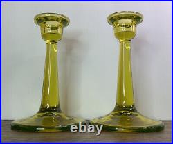 Vintage Uranium Glass Candlesticks Candle Holders Pair